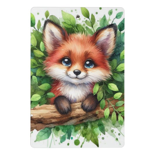 Niedlich Red Fox Watercolor Mini Klemmbrett (Rückseite)
