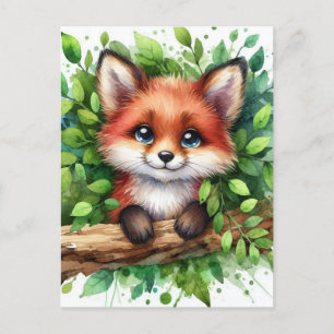 Niedlich Red Fox Watercolor Postkarte