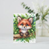 Niedlich Red Fox Watercolor Postkarte (Stehend Vorderseite)