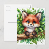 Niedlich Red Fox Watercolor Postkarte (Vorne/Hinten)