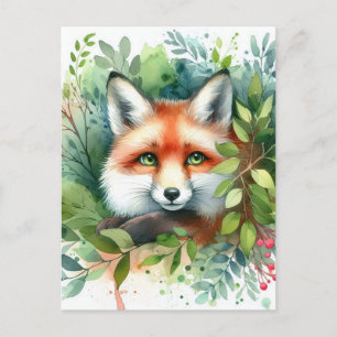 Niedlich Red Fox Watercolor Postkarte