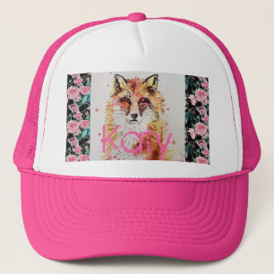 Niedlich Red Fox Watercolor Roses Girls Truckerkappe