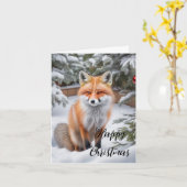Niedlich Red Fox Weihnachtskarte Karte (Gelbe Blume)
