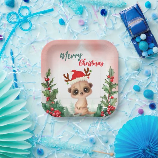 Niedlich Red FroChristmas Kaschmir Weihnachten Wei Pappteller (Party)