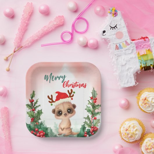 Niedlich Red FroChristmas Kaschmir Weihnachten Wei Pappteller (Party)