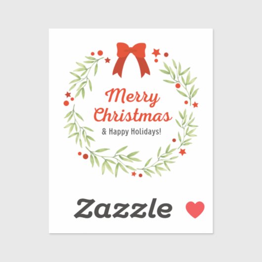 Niedlich Red Frohe Weihnachten und glückliche Feie Aufkleber (Blatt)