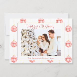 Niedlich Red Gingham Kariert Custom Foto Christmas Feiertagskarte