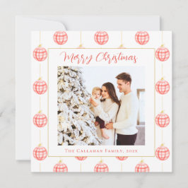 Niedlich Red Gingham Kariert Custom Foto Christmas Feiertagskarte