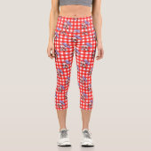 Niedlich Red Gingham Karo Capri Leggings (Vorderseite)
