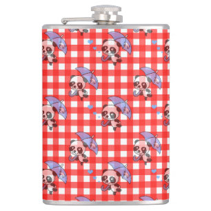 Niedlich Red Gingham Karo Flachmann