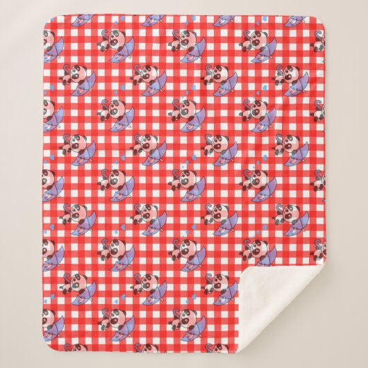 Niedlich Red Gingham Karo Sherpadecke (Vorderseite)