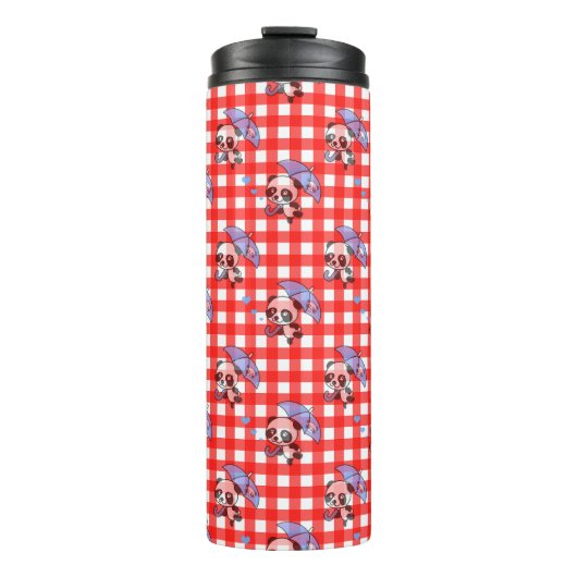 Niedlich Red Gingham Karo Thermosbecher (Vorderseite)