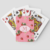 Niedlich Red Gingham Strawberries Custom Monogram Spielkarten (Rückseite)
