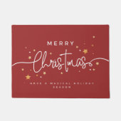 Niedlich Red Gold White Minimalistisch Frohe Weihn Fußmatte (Vorderseite)