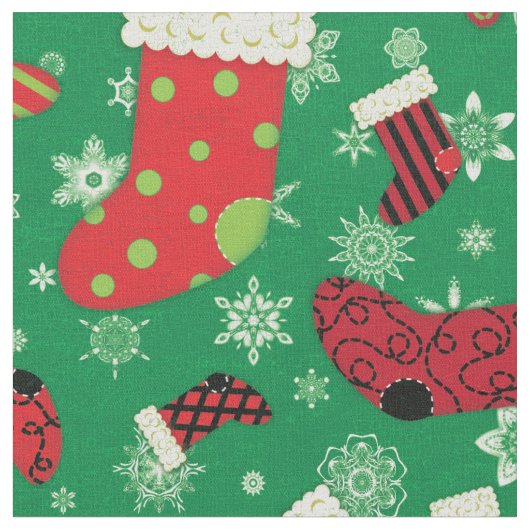 Niedlich Red Green Black Strumpfs Snowflake Stoff (Nahaufnahme)