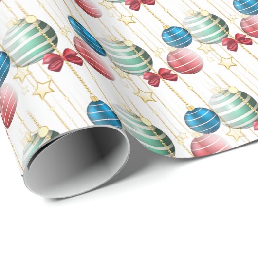 Niedlich Red Green Blue Gold Weihnachtsbaummuster Geschenkpapier (Rolleneckpunkt)