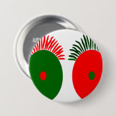 Niedlich Red Green Christmas Eyes Button (Vorne & Hinten)