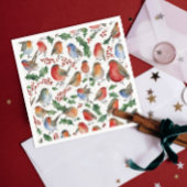 Niedlich Red Green Christmas Robin Bird Serviette