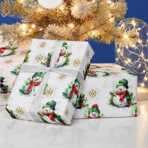 Niedlich Red Green Christmas Snowman Nahtloses Mus Geschenkpapier