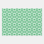 Niedlich Red Green Gingham Paw Print Pattern Geschenkpapier Set (Vorderseite 2)