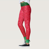 Niedlich Red Green Glitzer Santas Outfit Weihnacht Leggings (Links)