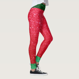 Niedlich Red Green Glitzer Santas Outfit Weihnacht Leggings