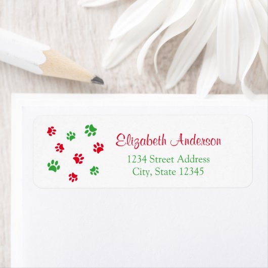 Niedlich Red Green Paw druckt Weihnachts-Rücksende (Insitu)