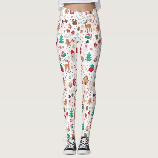 Niedlich Red Green Ugge Weihnachtsmann Leggings (Vorderseite)
