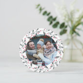 Niedlich Red & Green Watercolor Weihnachtskranz Einladung (Stehend Vorderseite)