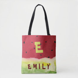 Niedlich Red Green Watermelon Seeds Monogram Name Tasche