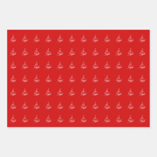 Niedlich Red Green White Christmas Tree Muster Ges Geschenkpapier Set (Vorderseite 3)