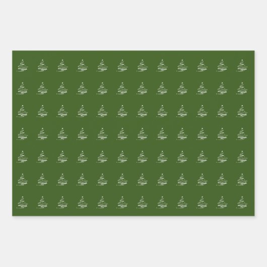 Niedlich Red Green White Christmas Tree Muster Ges Geschenkpapier Set (Vorderseite 2)