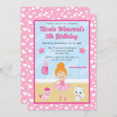 Niedlich Red Hairs Ballerina Kindergeburtstag Einladung (Vorne/Hinten)