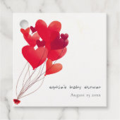 Niedlich Red Heart Balloons Sweetheart Baby Dusche Geschenkanhänger (Vorderseite)