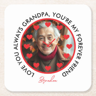 Niedlich Red Hearts Clock Liebe Großeltern Foto Rechteckiger Pappuntersetzer