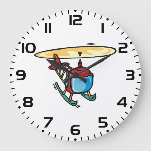 Niedlich Red Helicopter Fun Aviation Design Große Wanduhr (Vorderseite)