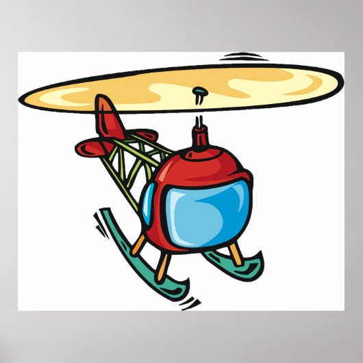 Niedlich Red Helicopter Fun Aviation Design Poster (Vorne)