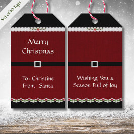 Niedlich Red Holiday Santa Anzug Frohe Weihnachten Geschenkanhänger