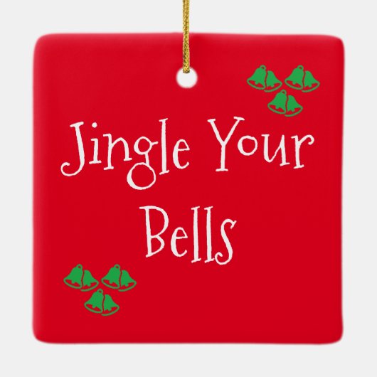 Niedlich Red Jingle Bells Keramikornament (Rückseite)
