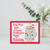 Niedlich Red Kawaii Hot Cocoa Weihnachten Cartoon Postkarte (Stehend Vorderseite)