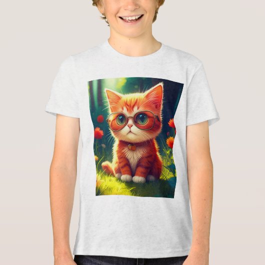 Niedlich Red Kitten Tragen einer Brille-365478 Tri-Blend Shirt (Vorderseite)