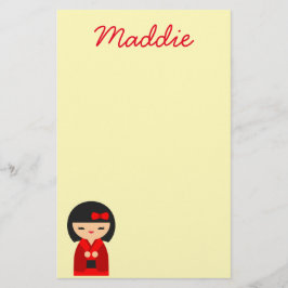 Niedlich Red Kokeshi Japanische Puppen Briefpapier