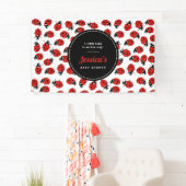 Niedlich Red Ladybug Baby Shower Girl Banner (Insitu)