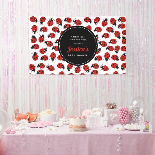 Niedlich Red Ladybug Baby Shower Girl Banner (Party)