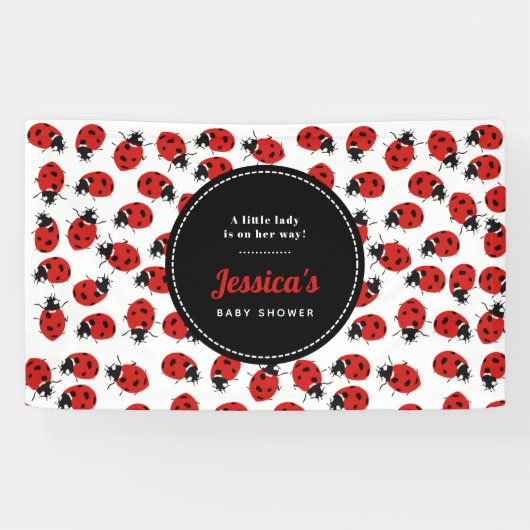 Niedlich Red Ladybug Baby Shower Girl Banner (Horizontal)