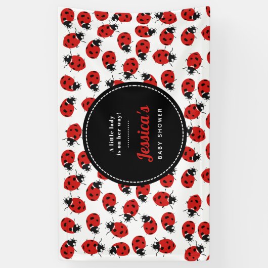 Niedlich Red Ladybug Baby Shower Girl Banner (Vertikal)
