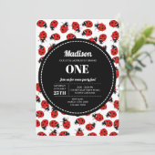 Niedlich Red Ladybug Birthday Einladung (Stehend Vorderseite)