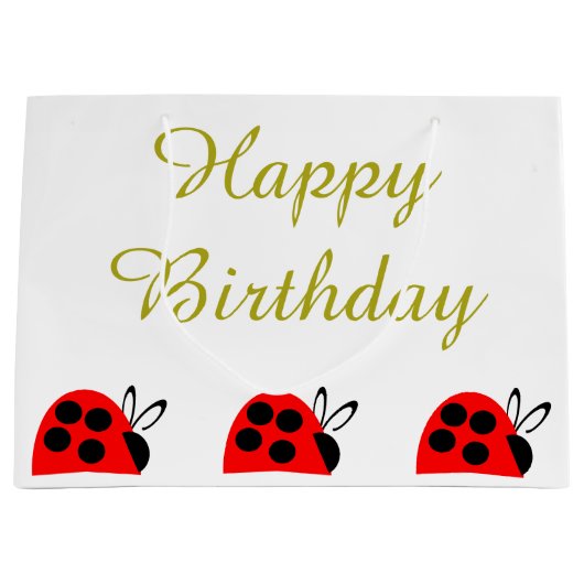 Niedlich Red Ladybug Birthday Große Geschenktüte (Vorderseite)
