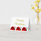 Niedlich Red Ladybug Birthday Karte (Gelbe Blume)