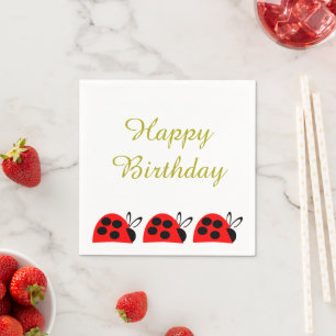 Niedlich Red Ladybug Birthday Serviette